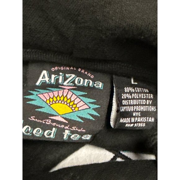 Arizona Iced Tea Men's Sweatshirt Hoodie Black Embroidered Logo Size Large - Picture 6 of 7